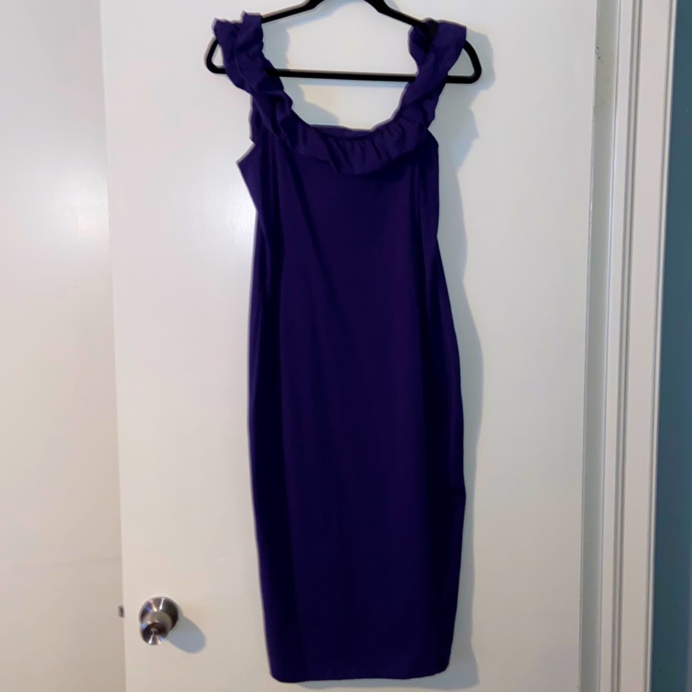ASOS, off-the-shoulder blue maternity dress